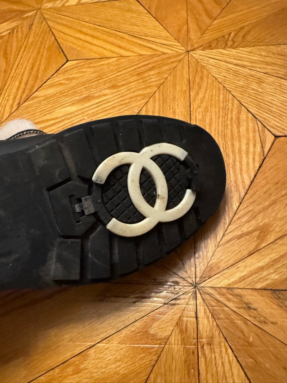 Chanel Black and Shearling-Trim Lace-Up Winter Snow Boots - Picture 8 of 16